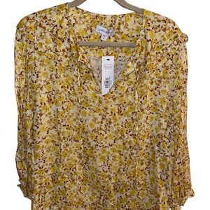 NWT Amour Vert Women's Top XL Yellow Danofil 3/4 Slvs Made in USA 100% Viscose